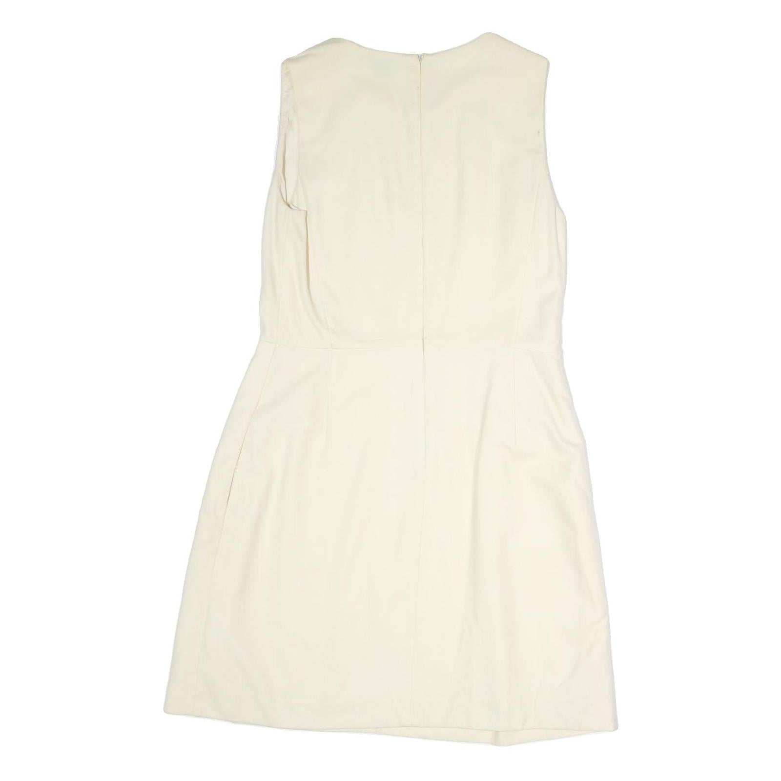 DKNY Womens Cream Sleeveless Day Cotton Blend Shift Dress M Elegant Simple