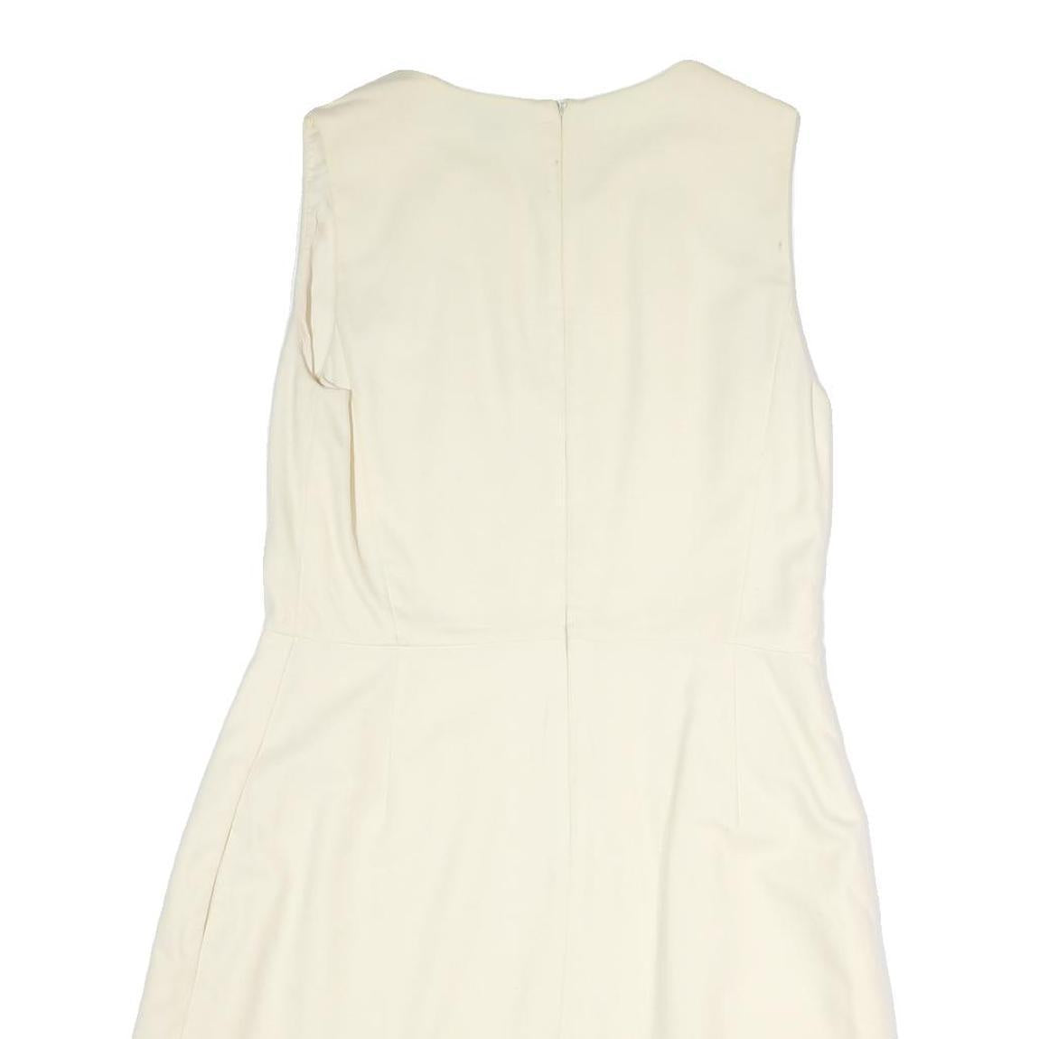 DKNY Womens Cream Sleeveless Day Cotton Blend Shift Dress M Elegant Simple