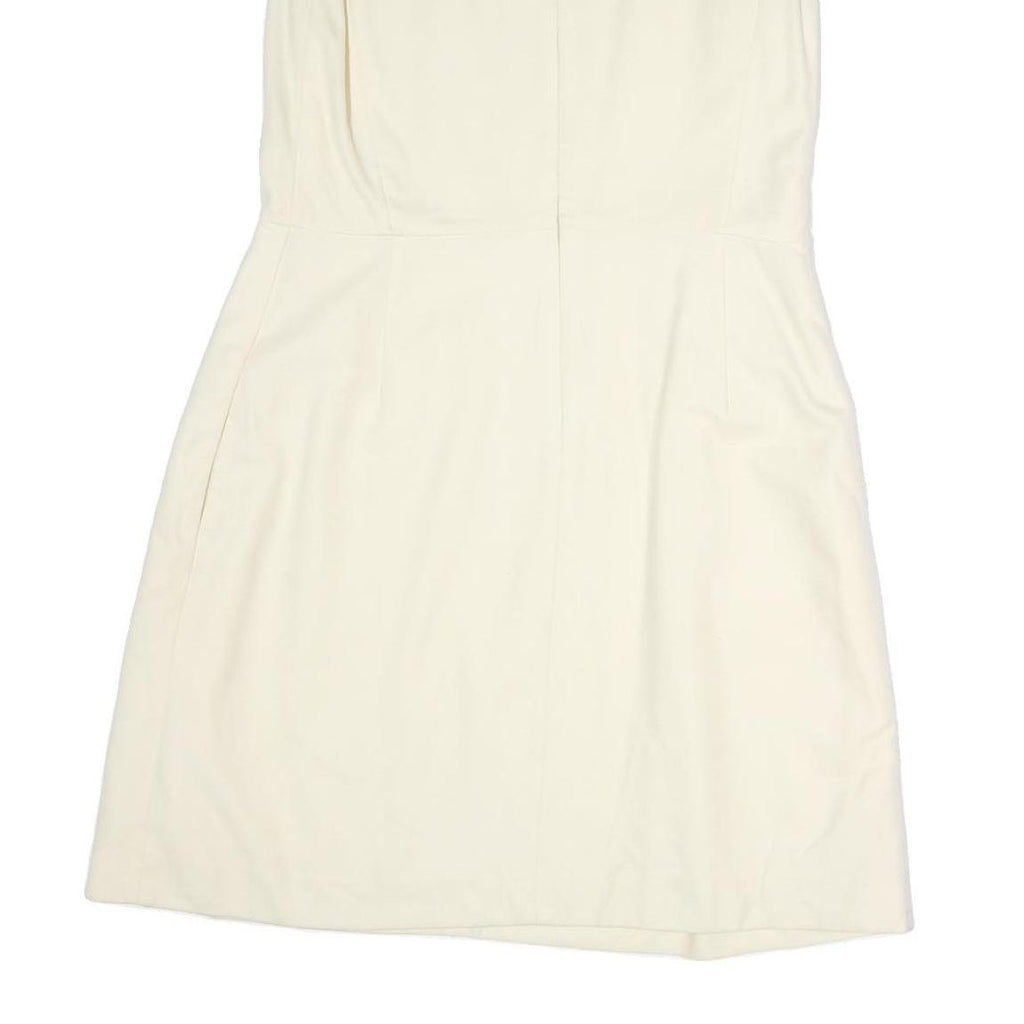 DKNY Womens Cream Sleeveless Day Cotton Blend Shift Dress M Elegant Simple