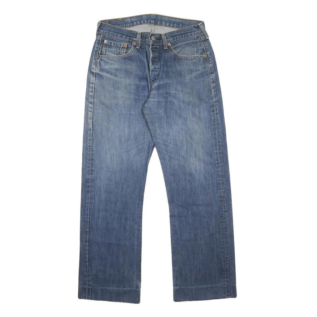 LEVI'S 501 Mens Jeans Blue Regular Straight Denim Medium W32 L28 Classic Button