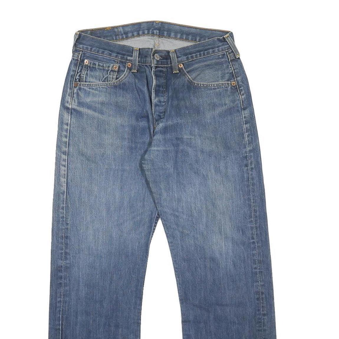 LEVI'S 501 Mens Jeans Blue Regular Straight Denim Medium W32 L28 Classic Button