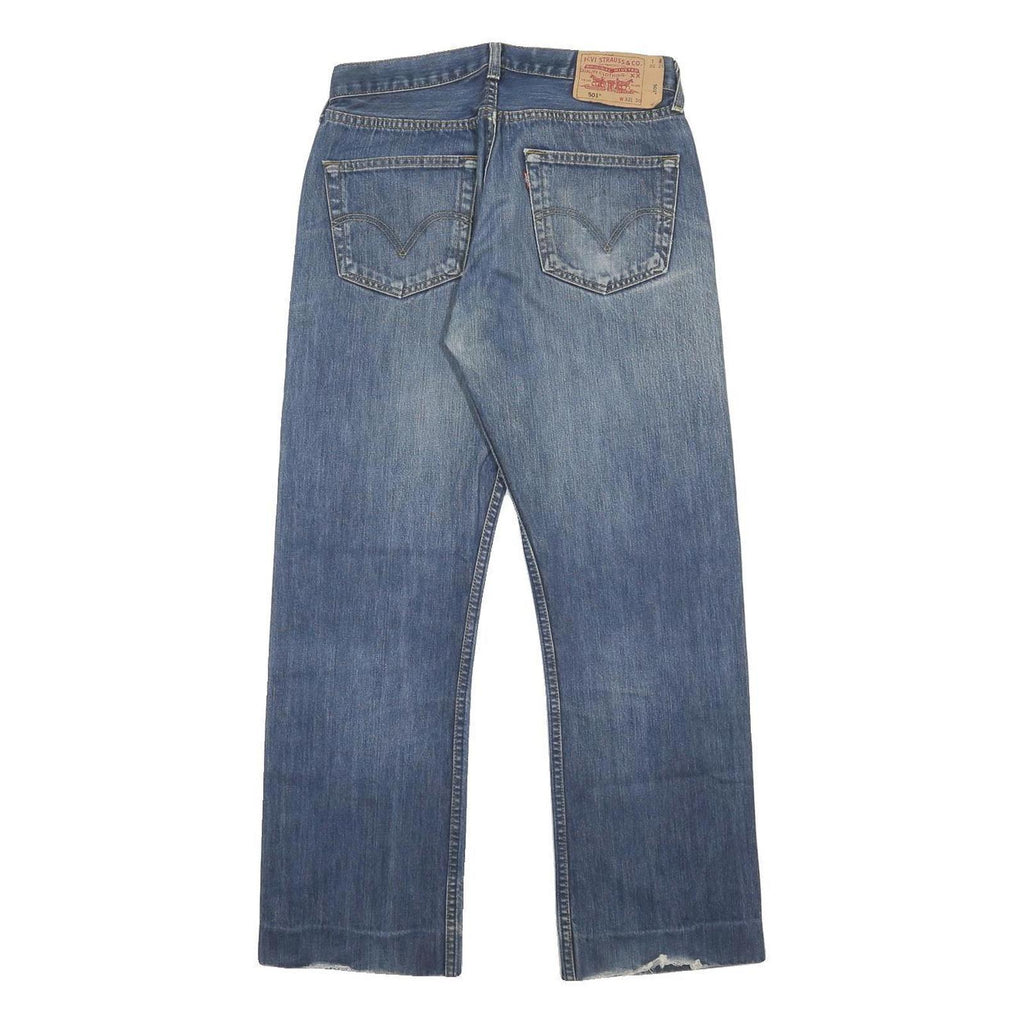 LEVI'S 501 Mens Jeans Blue Regular Straight Denim Medium W32 L28 Classic Button