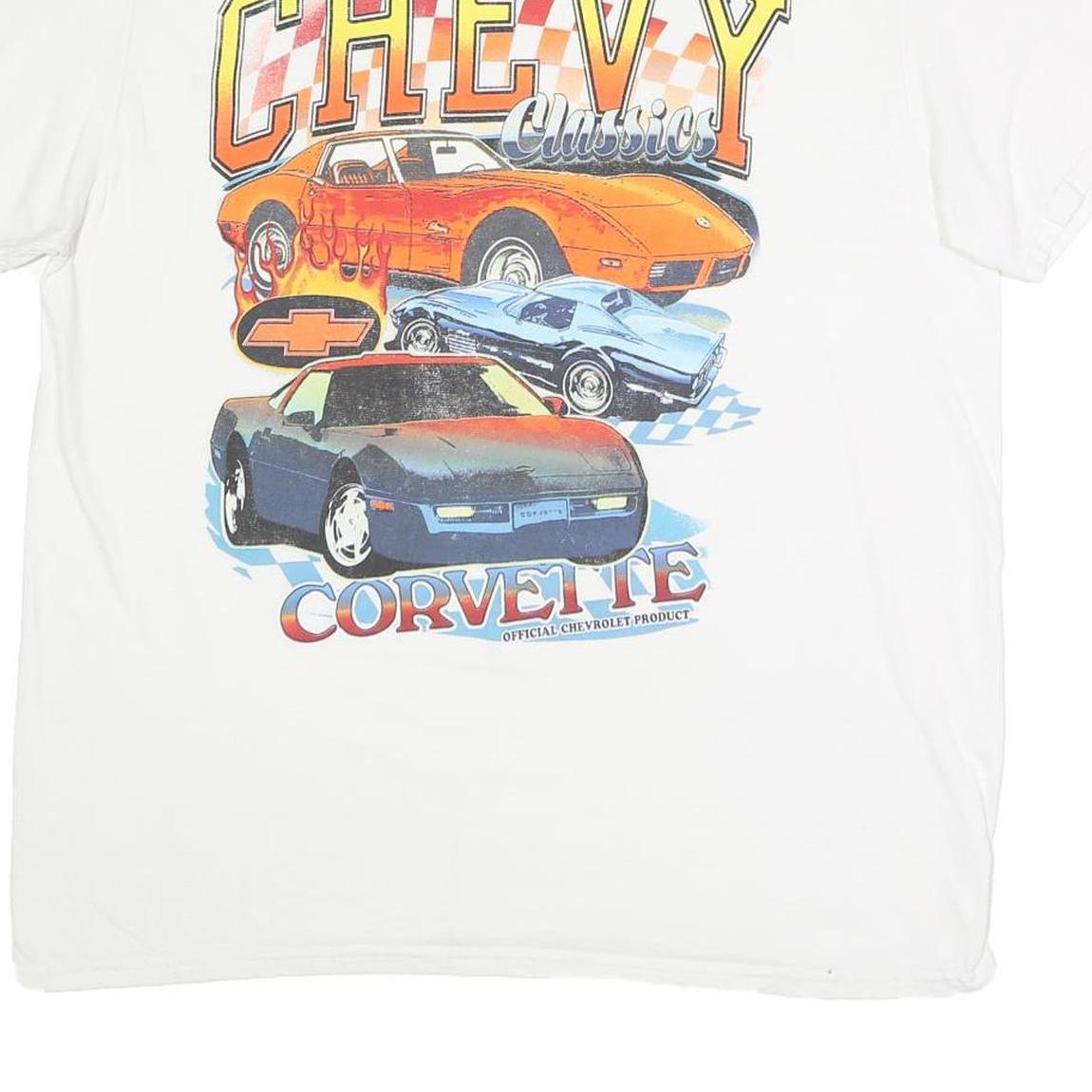 CHEMISTRY Mens White Chevy Classics Corvette Graphic T-Shirt XL Short Sleeve