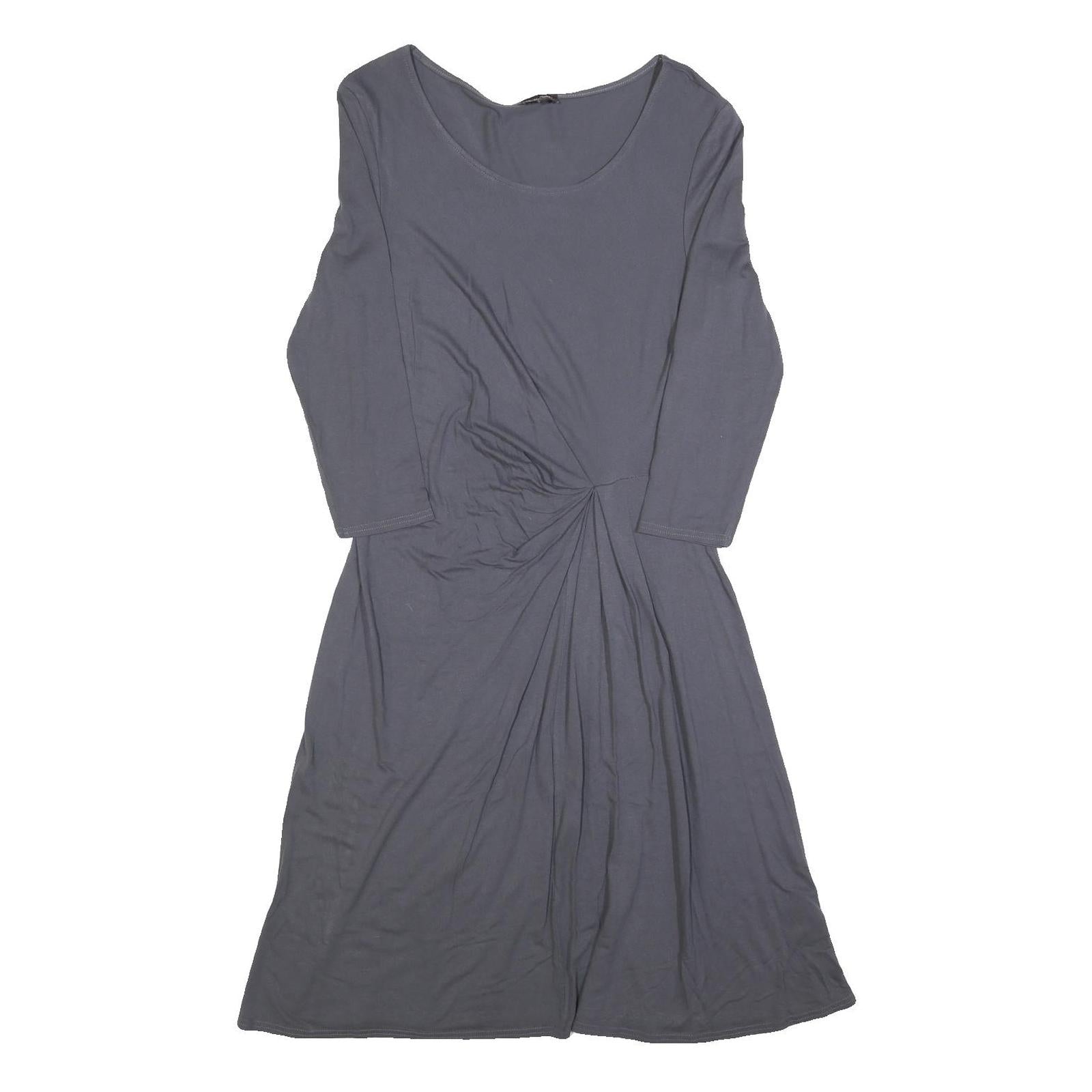 PHASE EIGHT Womens Grey Dress Polyester Blend Midi 3/4 Sleeve UK 14 Elegant