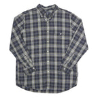 CHAPS Mens Blue & Cream Check Shirt M Cotton Long Sleeve Casual