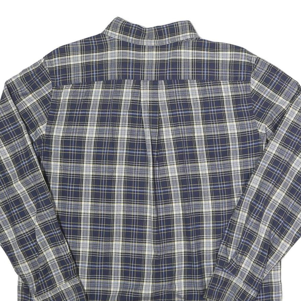 CHAPS Mens Blue & Cream Check Shirt M Cotton Long Sleeve Casual