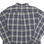 CHAPS Mens Blue & Cream Check Shirt M Cotton Long Sleeve Casual