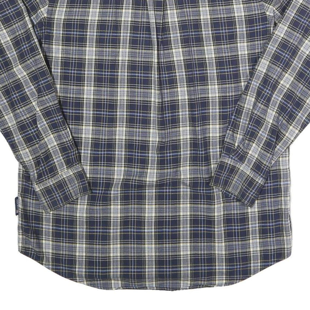 CHAPS Mens Blue & Cream Check Shirt M Cotton Long Sleeve Casual