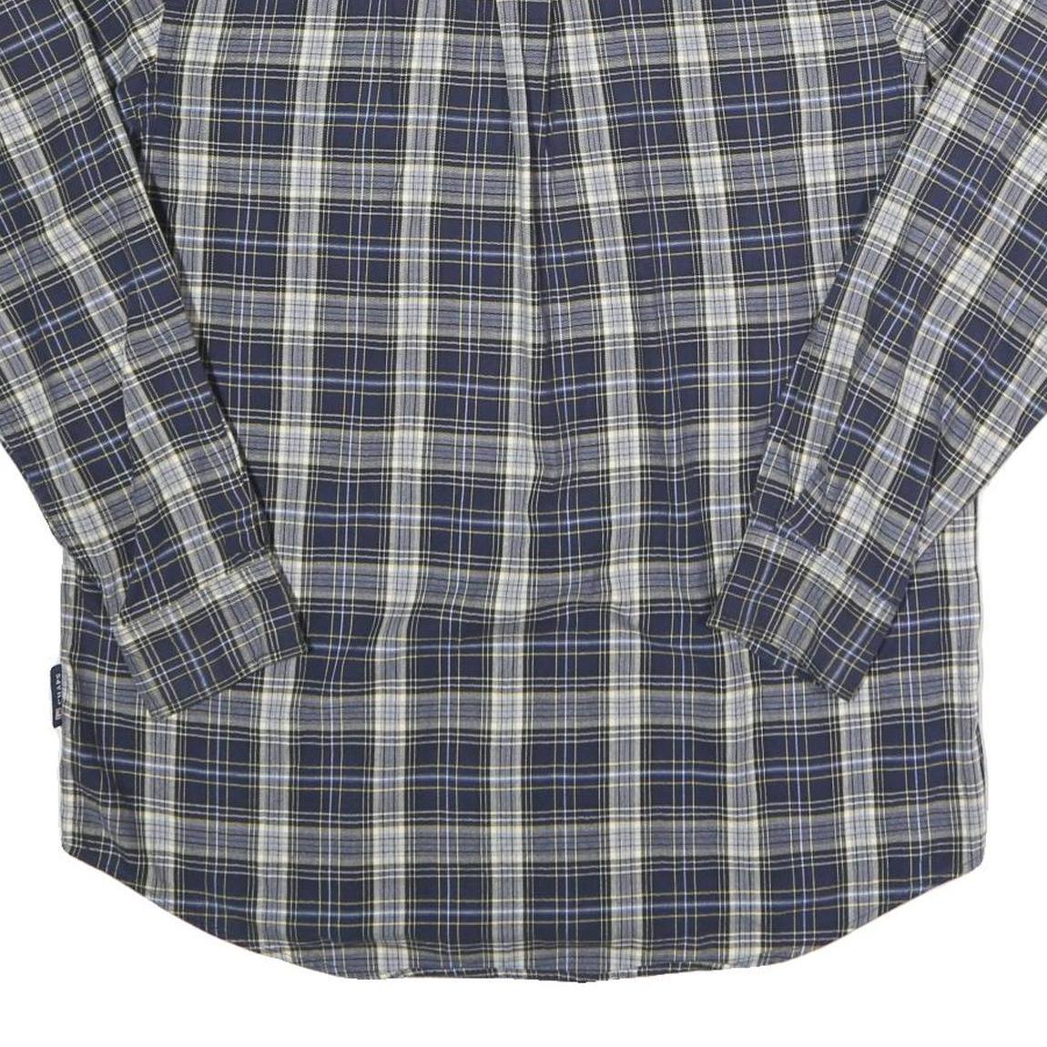 CHAPS Mens Blue & Cream Check Shirt M Cotton Long Sleeve Casual