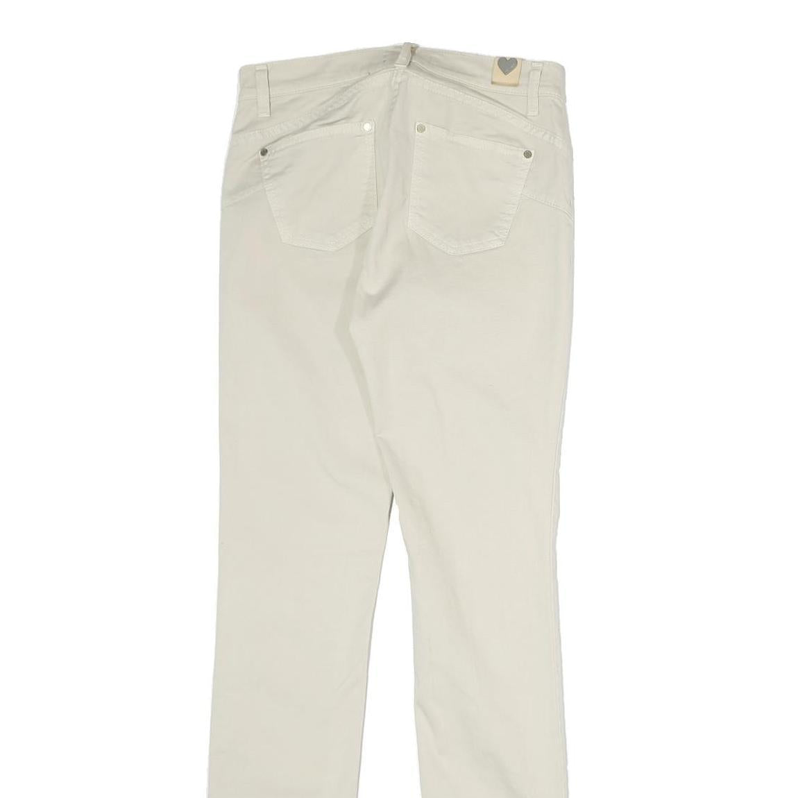 TWIN SET Womens Cotton Blend Cream Slim Skinny Trousers W26 L29 Stylish Comfort