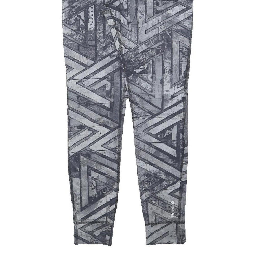 REEBOK Womens Joggers Grey & Black Slim Skinny S W24 L27 Activewear Print Logo
