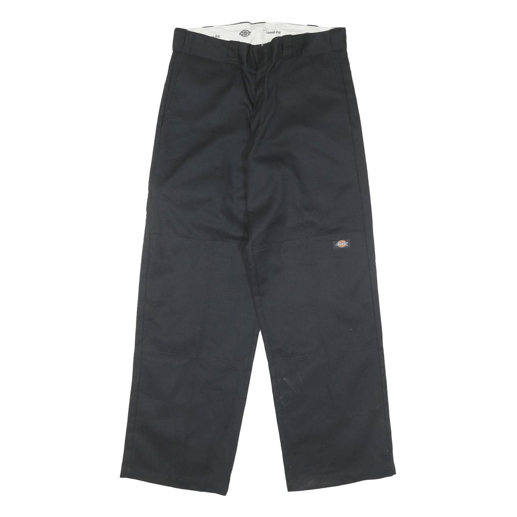 DICKIES Mens Cotton Blend Black Regular Straight Trousers W32 L30 Workwear