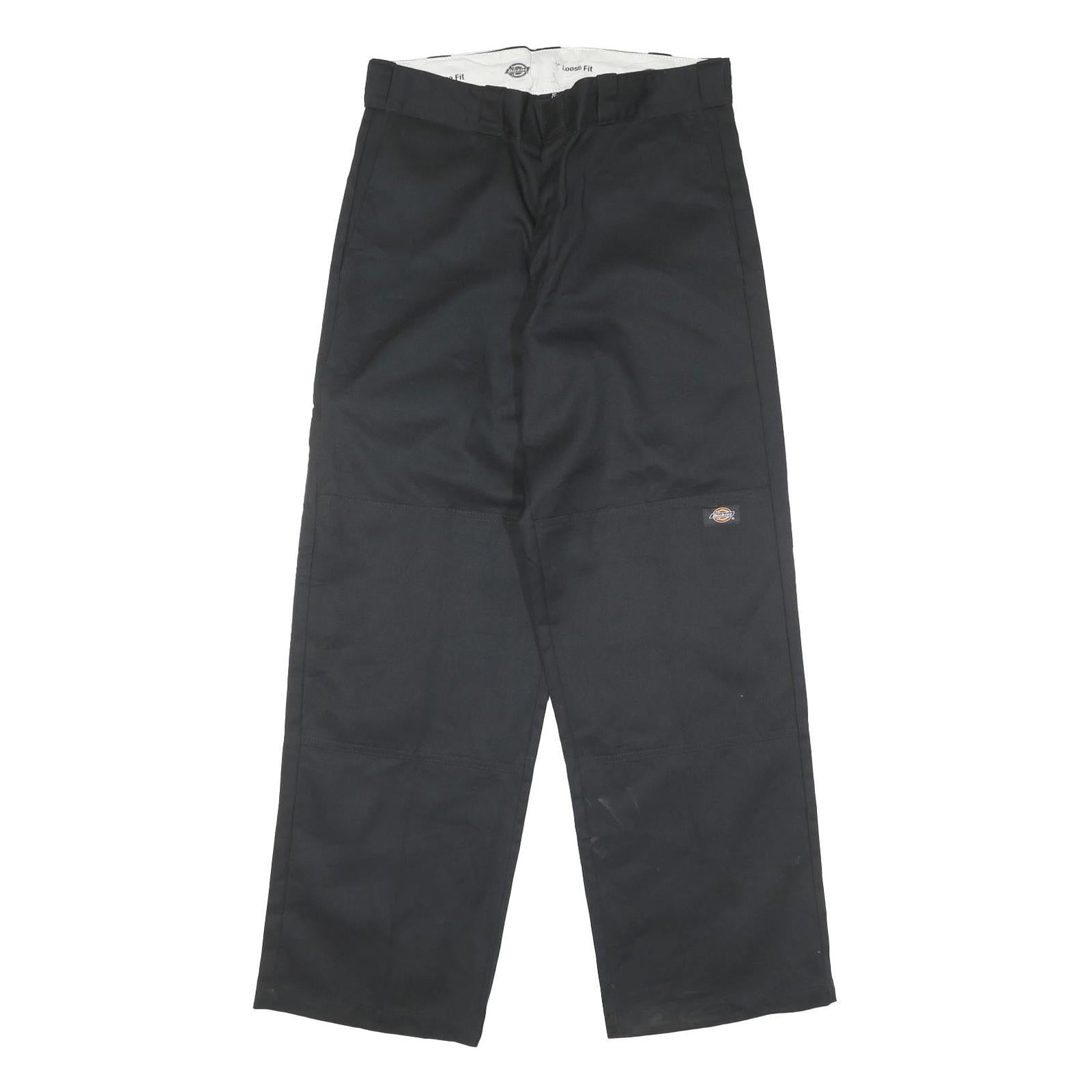 DICKIES Mens Cotton Blend Black Regular Straight Trousers W32 L30 Workwear