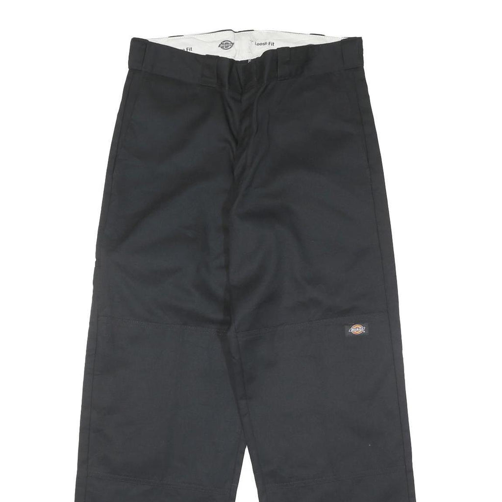 DICKIES Mens Cotton Blend Black Regular Straight Trousers W32 L30 Workwear
