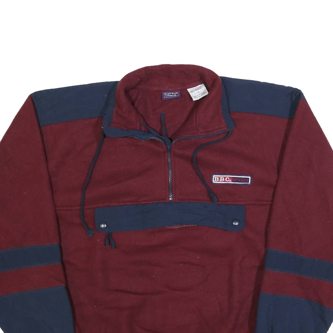 BUGLE BOY Mens Maroon & Navy Pullover Patterned Half Zip Jumper M BBC Sport Logo