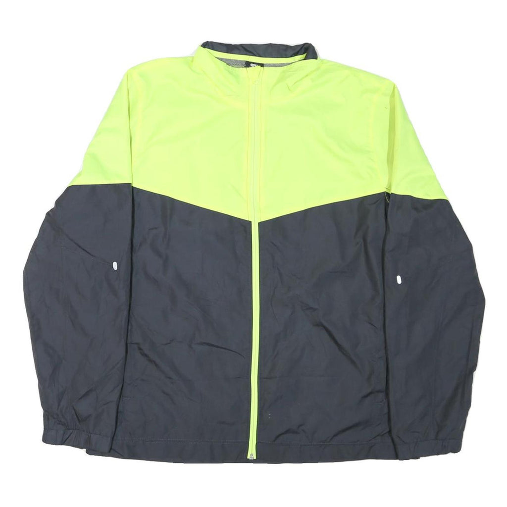 STARTER Mens Yellow & Grey Colourblock Zip Jacket L Polyester Blend Casual