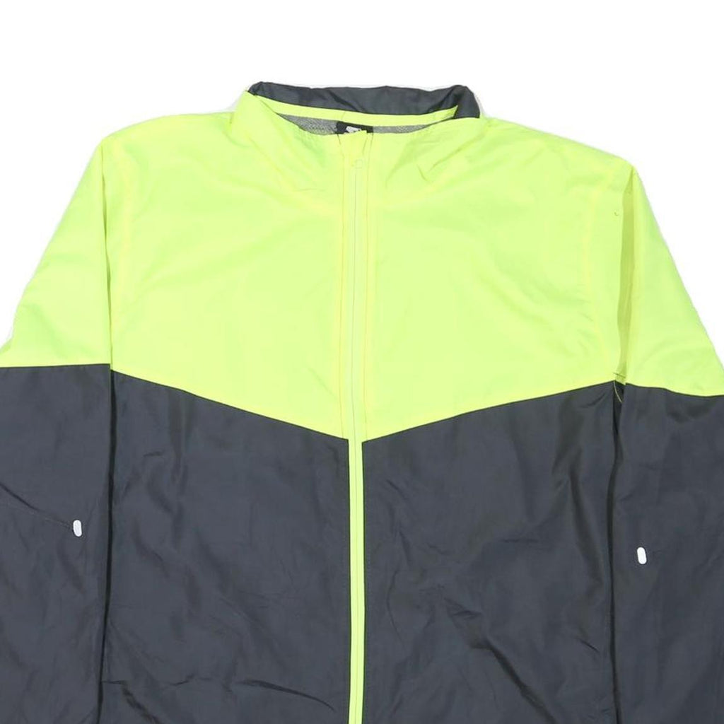 STARTER Mens Yellow & Grey Colourblock Zip Jacket L Polyester Blend Casual