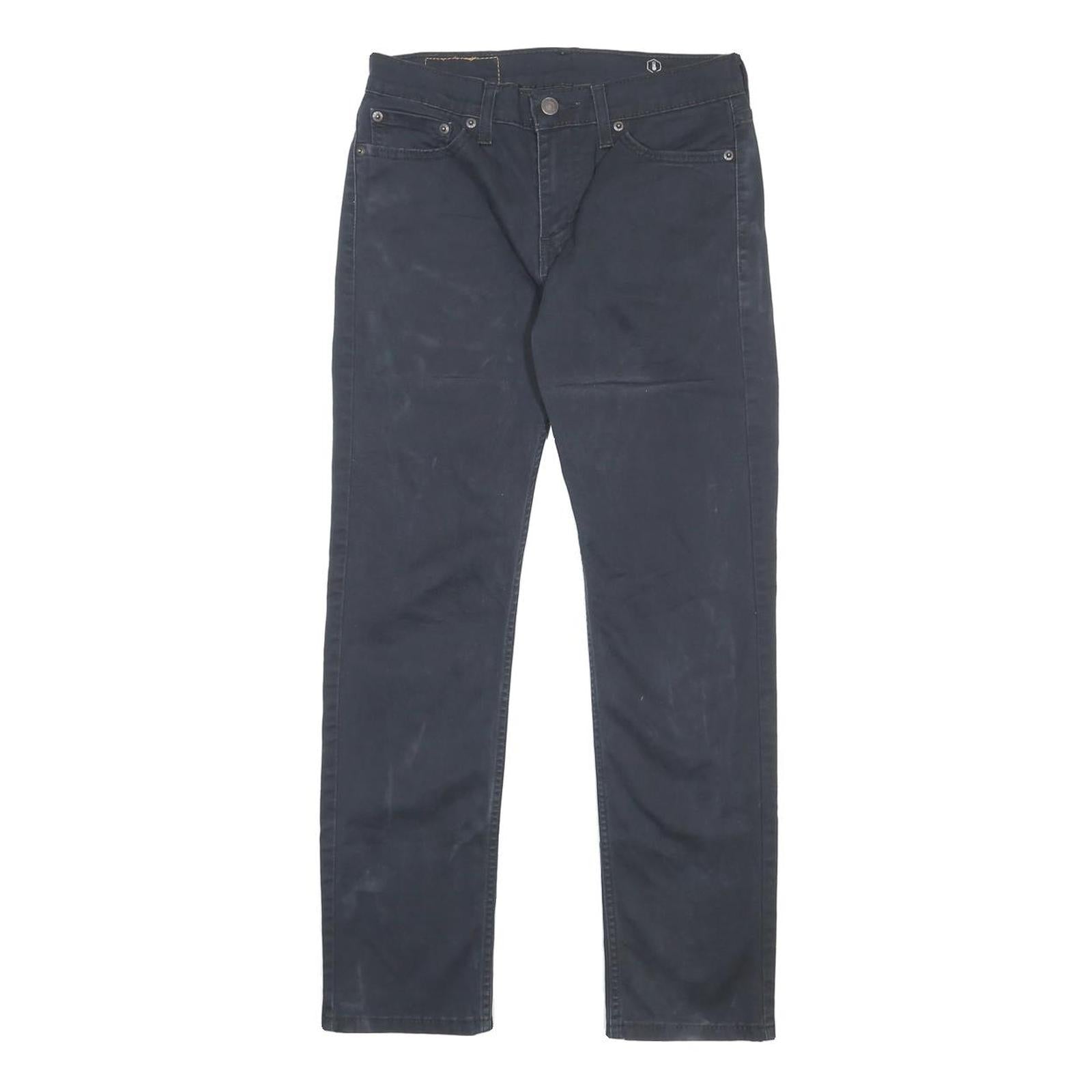 LEVI'S Mens Slim Navy Blue Cotton Blend Trousers W28 L30 Zip Closure