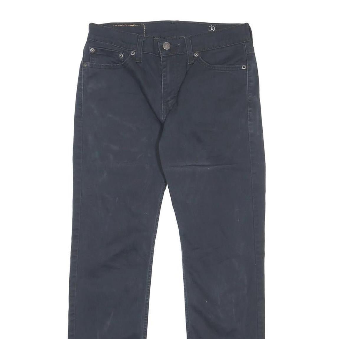 LEVI'S Mens Slim Navy Blue Cotton Blend Trousers W28 L30 Zip Closure