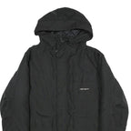CARHARTT Mens Black Hooded Cotton Blend Jacket XL Zip Plain Workwear Casual