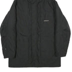 CARHARTT Mens Black Hooded Cotton Blend Jacket XL Zip Plain Workwear Casual