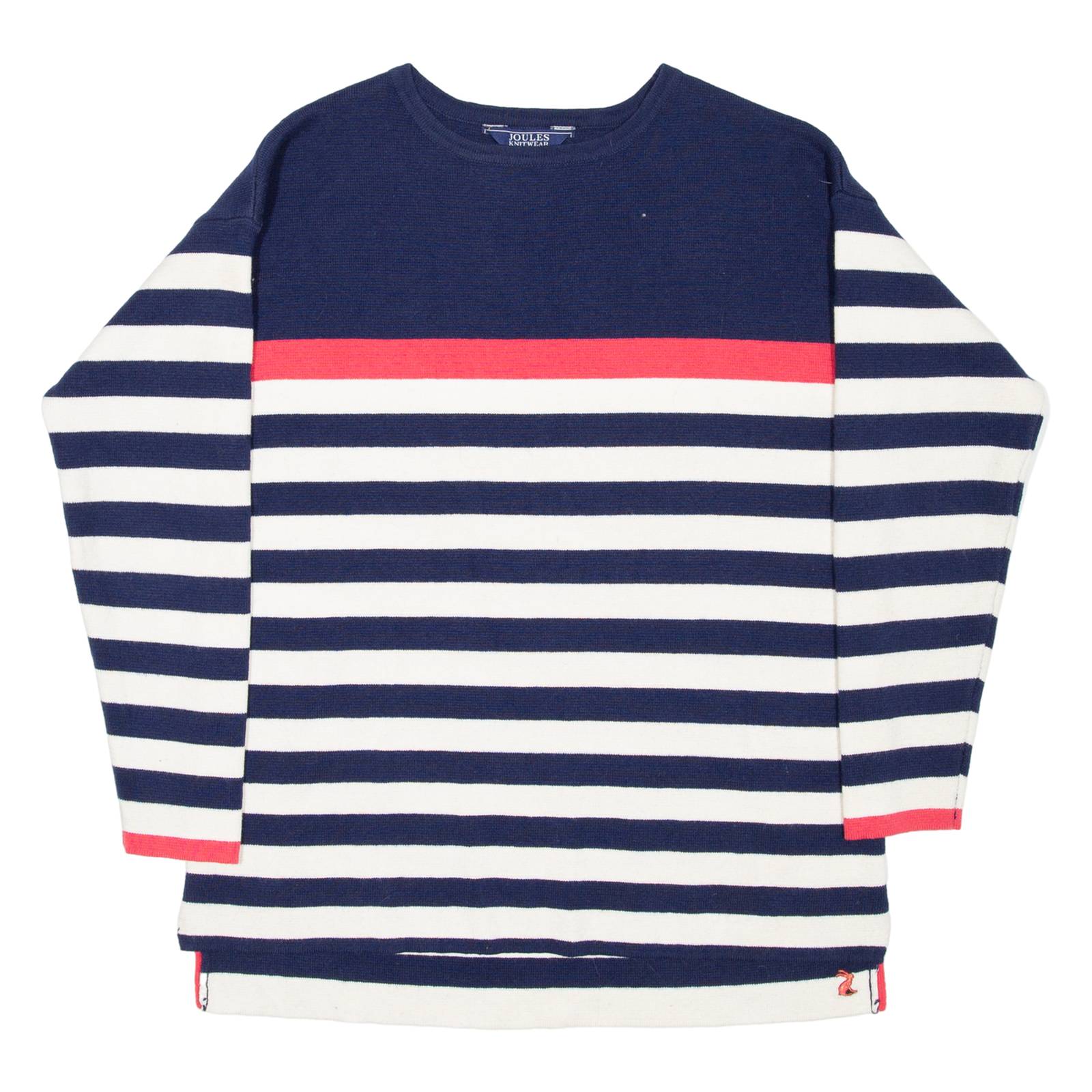 JOULES Womens Patterned Jumper Blue Striped Tight Knit Wool UK 6