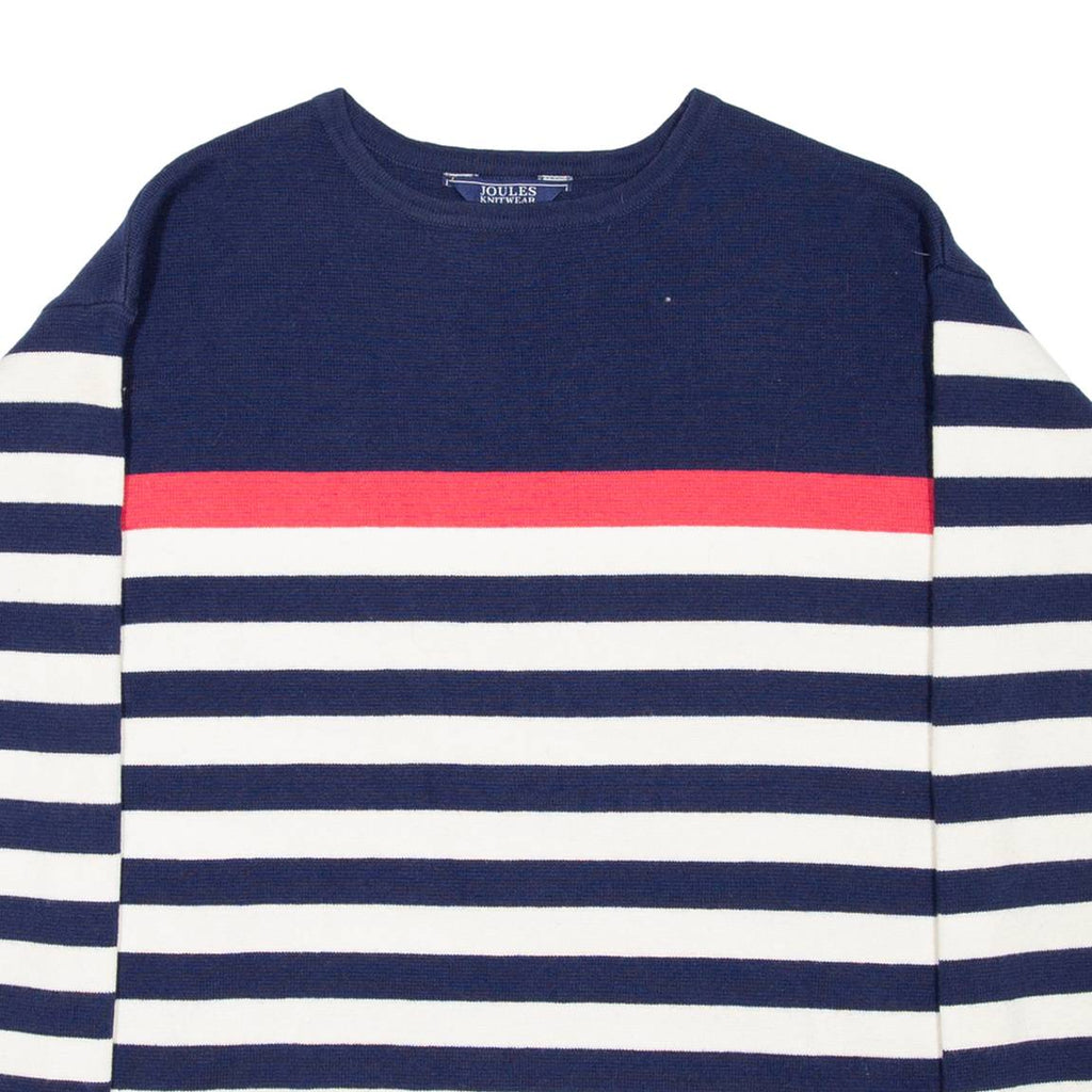 JOULES Womens Patterned Jumper Blue Striped Tight Knit Wool UK 6