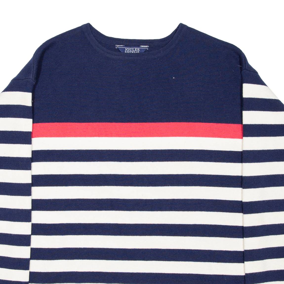 JOULES Womens Patterned Jumper Blue Striped Tight Knit Wool UK 6