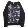 CALVIN KLEIN Mens Patterned Jumper Black Crazy Pattern Crew Neck Tight Knit M