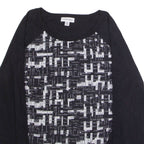 CALVIN KLEIN Mens Patterned Jumper Black Crazy Pattern Crew Neck Tight Knit M