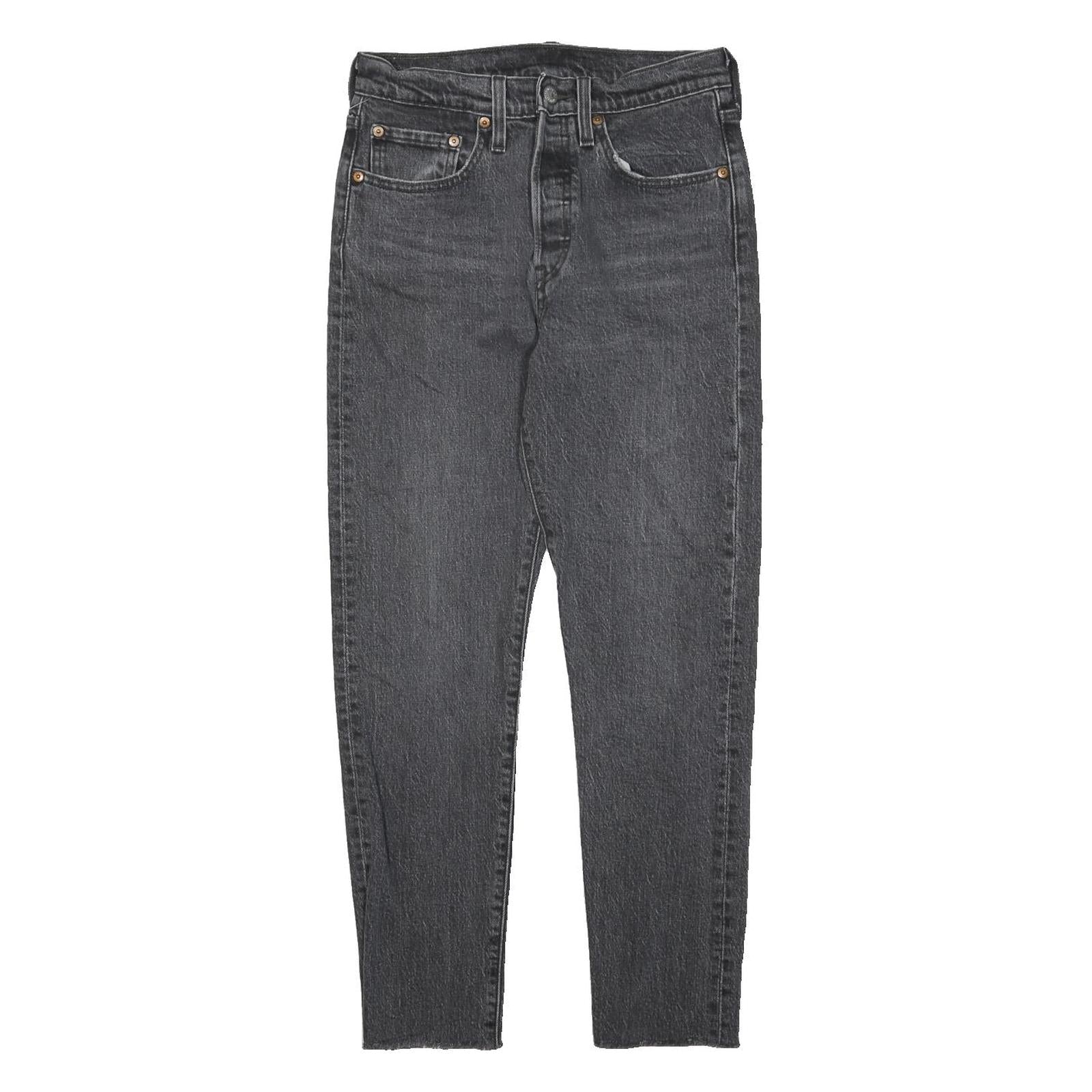 LEVI'S 501 Womens Jeans Black Regular Straight Denim Raw W28 L27 Button Fly