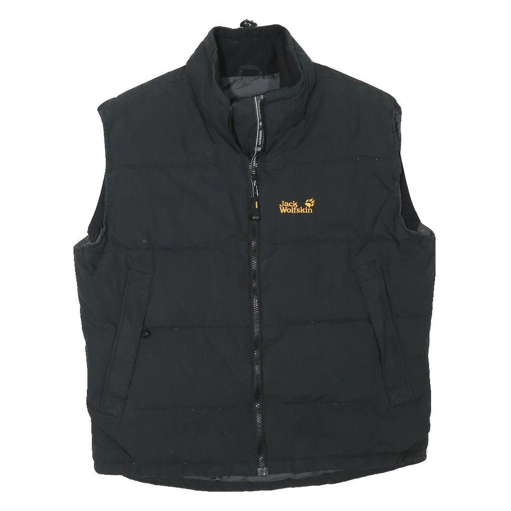 JACK WOLFSKIN Mens Black Outdoor Jacket S Polyester Blend Plain Zip Sleeveless