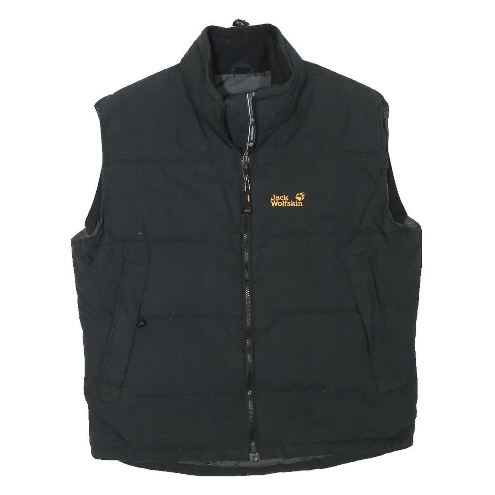 JACK WOLFSKIN Mens Black Outdoor Jacket S Polyester Blend Plain Zip Sleeveless