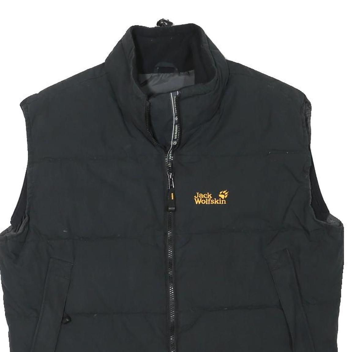 JACK WOLFSKIN Mens Black Outdoor Jacket S Polyester Blend Plain Zip Sleeveless