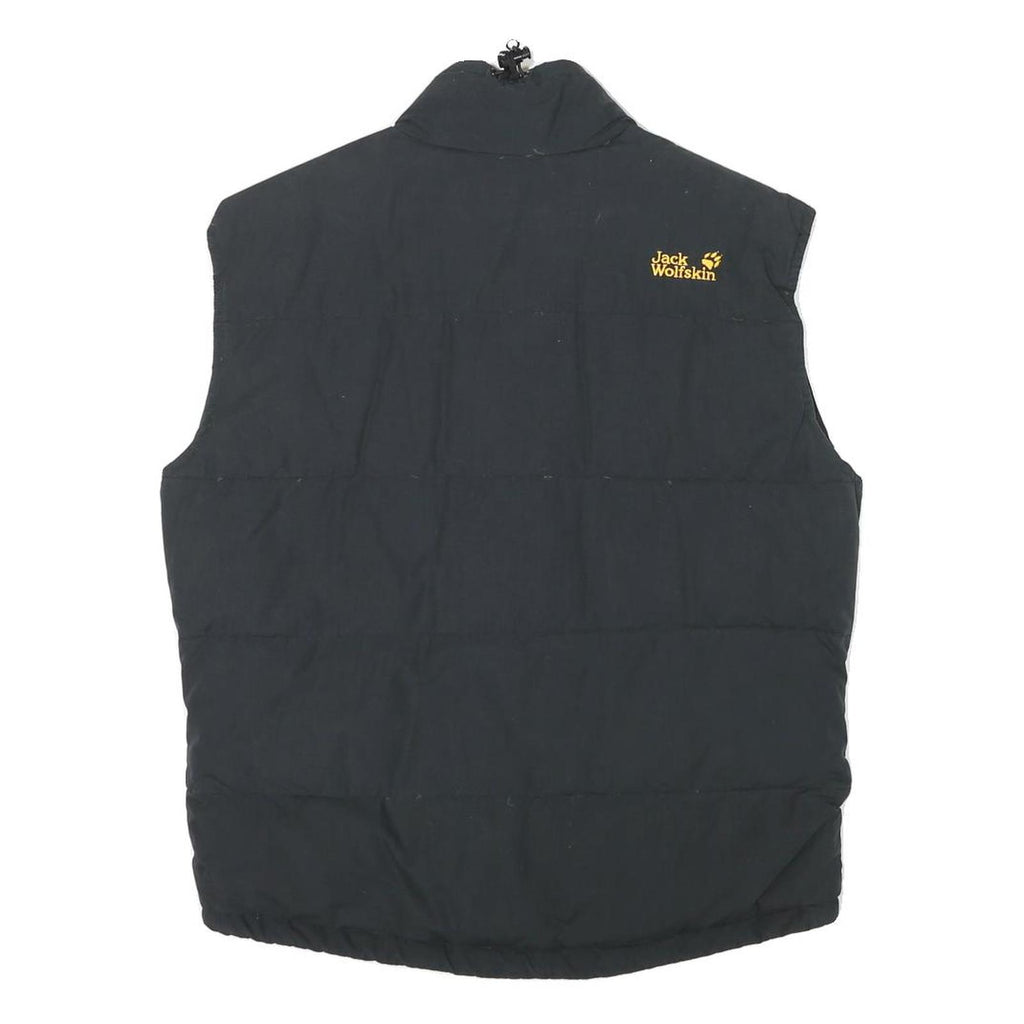 JACK WOLFSKIN Mens Black Outdoor Jacket S Polyester Blend Plain Zip Sleeveless