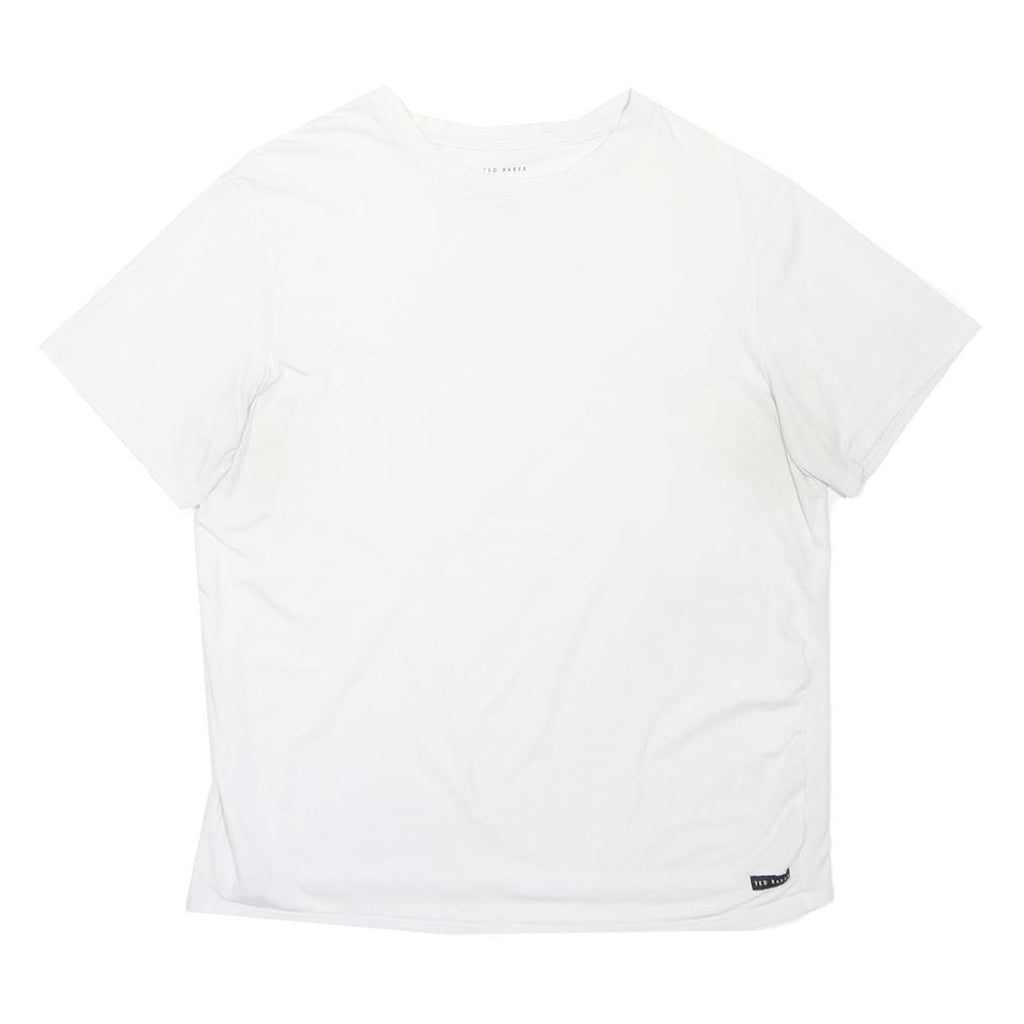 TED BAKER Mens White T-Shirt L Short Sleeve Crew Neck Plain Casual Cotton Blend