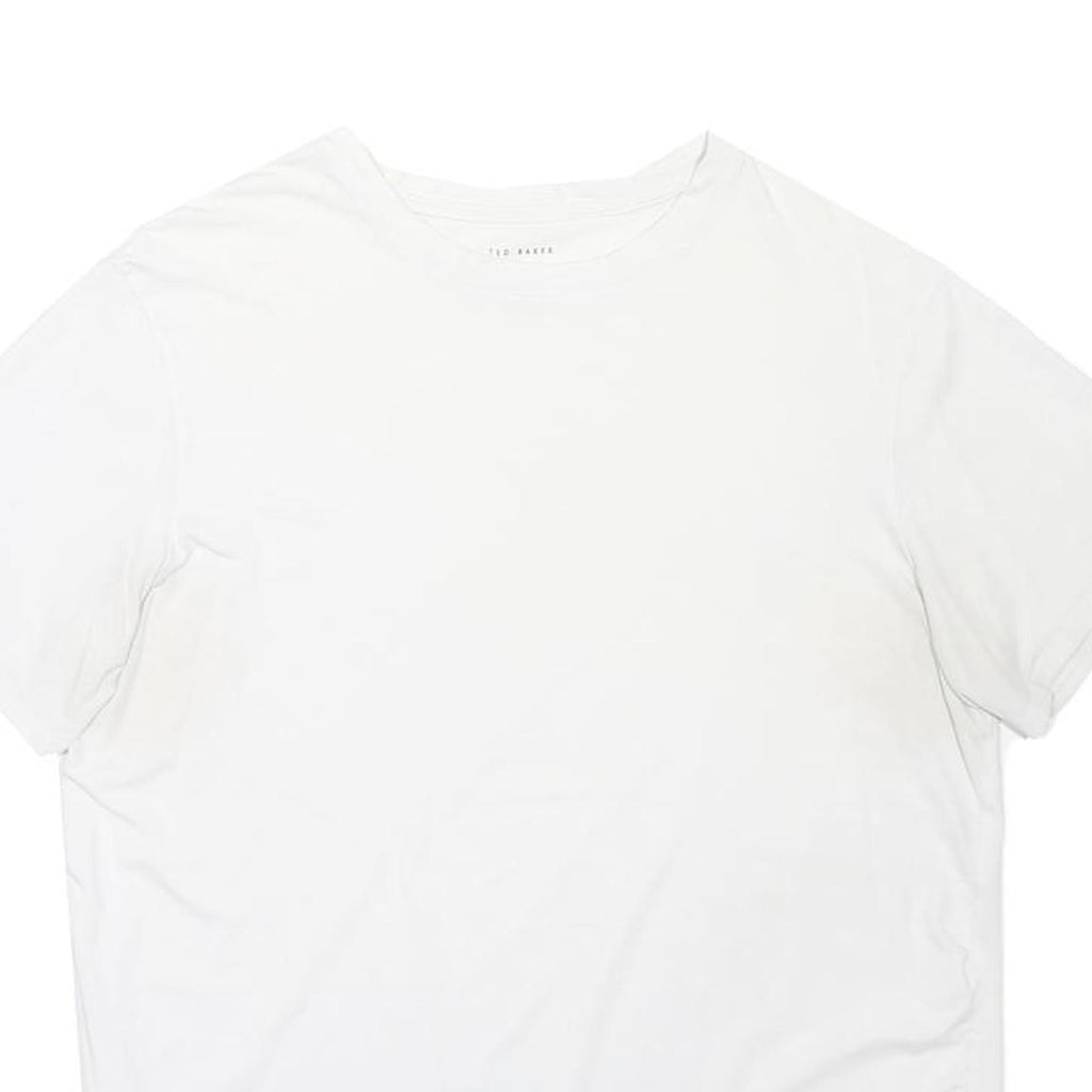 TED BAKER Mens White T-Shirt L Short Sleeve Crew Neck Plain Casual Cotton Blend