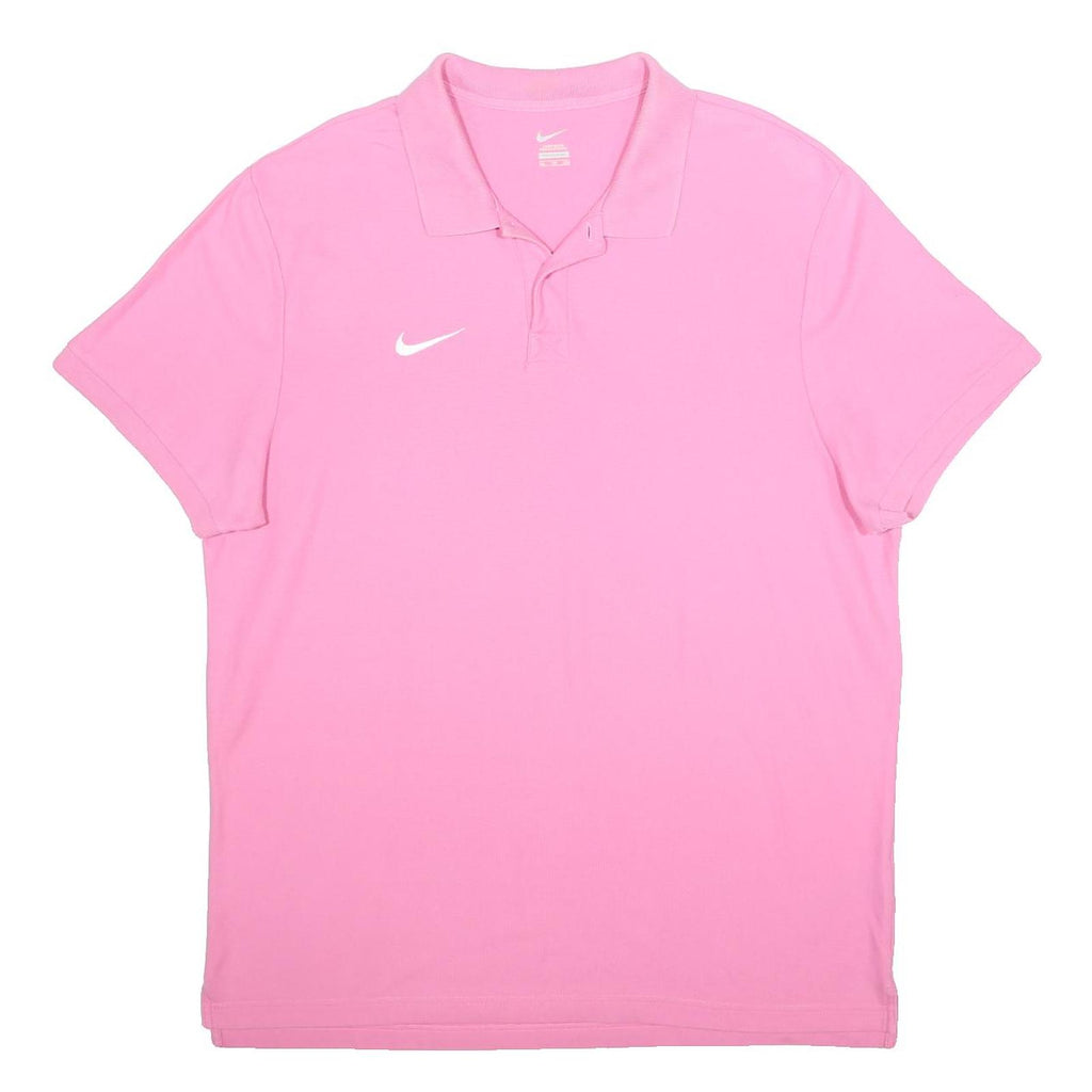 NIKE Mens Pink Short Sleeve Plain XL Cotton Polo Shirt Sport Casual