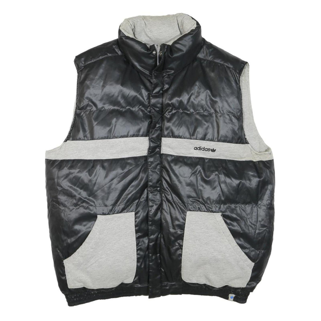 ADIDAS Mens Black & Grey Reversible Puffer Jacket XL Cotton Blend Zip