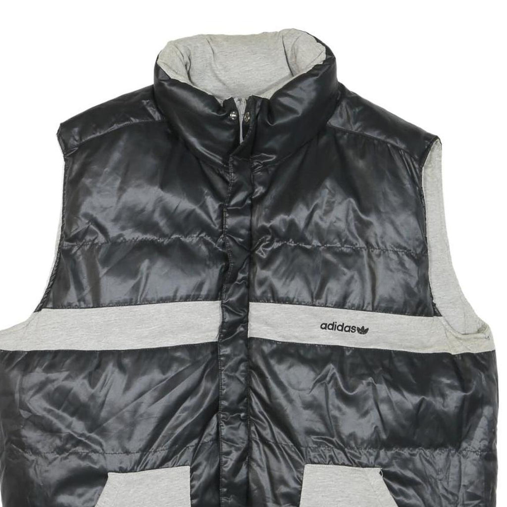 ADIDAS Mens Black & Grey Reversible Puffer Jacket XL Cotton Blend Zip