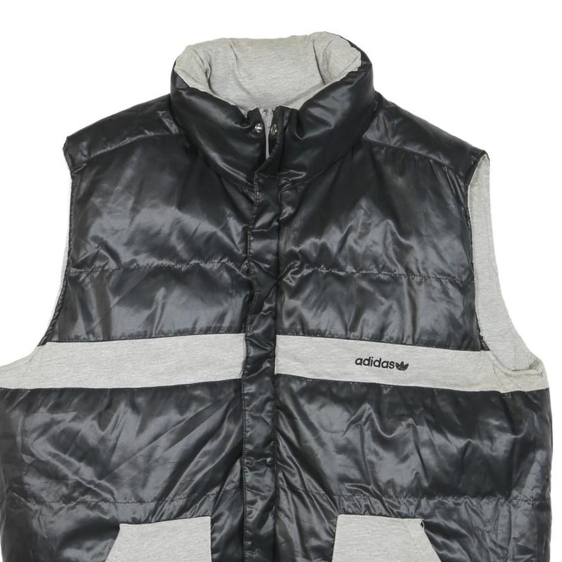 ADIDAS Mens Black & Grey Reversible Puffer Jacket XL Cotton Blend Zip