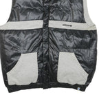 ADIDAS Mens Black & Grey Reversible Puffer Jacket XL Cotton Blend Zip