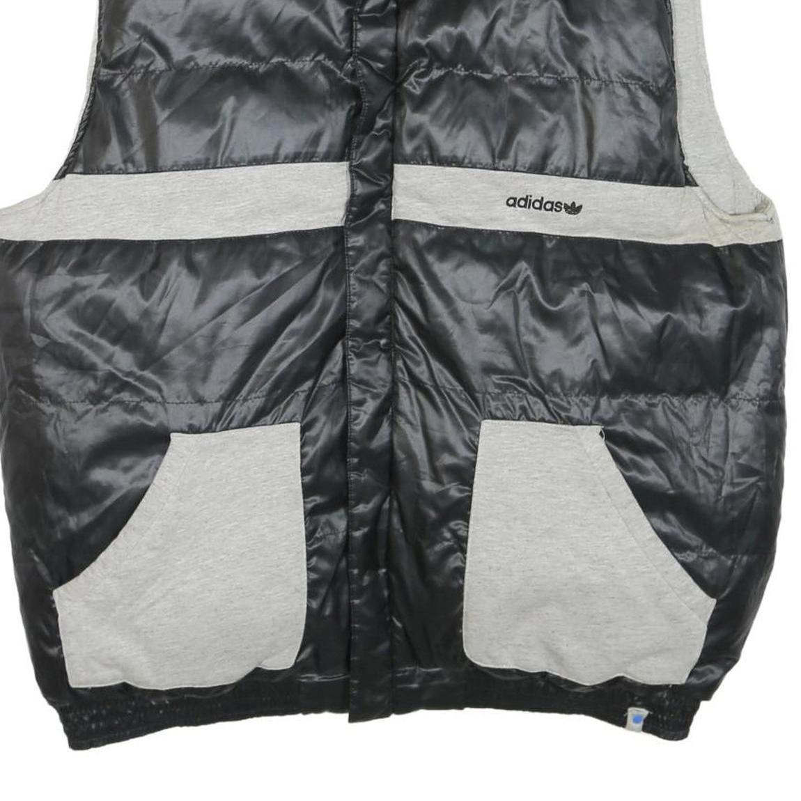 ADIDAS Mens Black & Grey Reversible Puffer Jacket XL Cotton Blend Zip