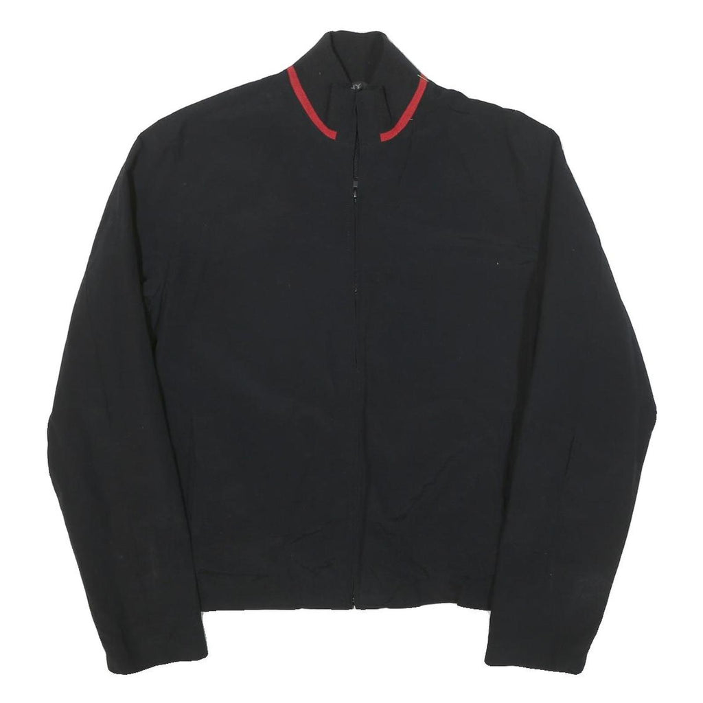 DKNY Mens Black Red Zip Jacket M Cotton Blend Plain Lightweight Casual