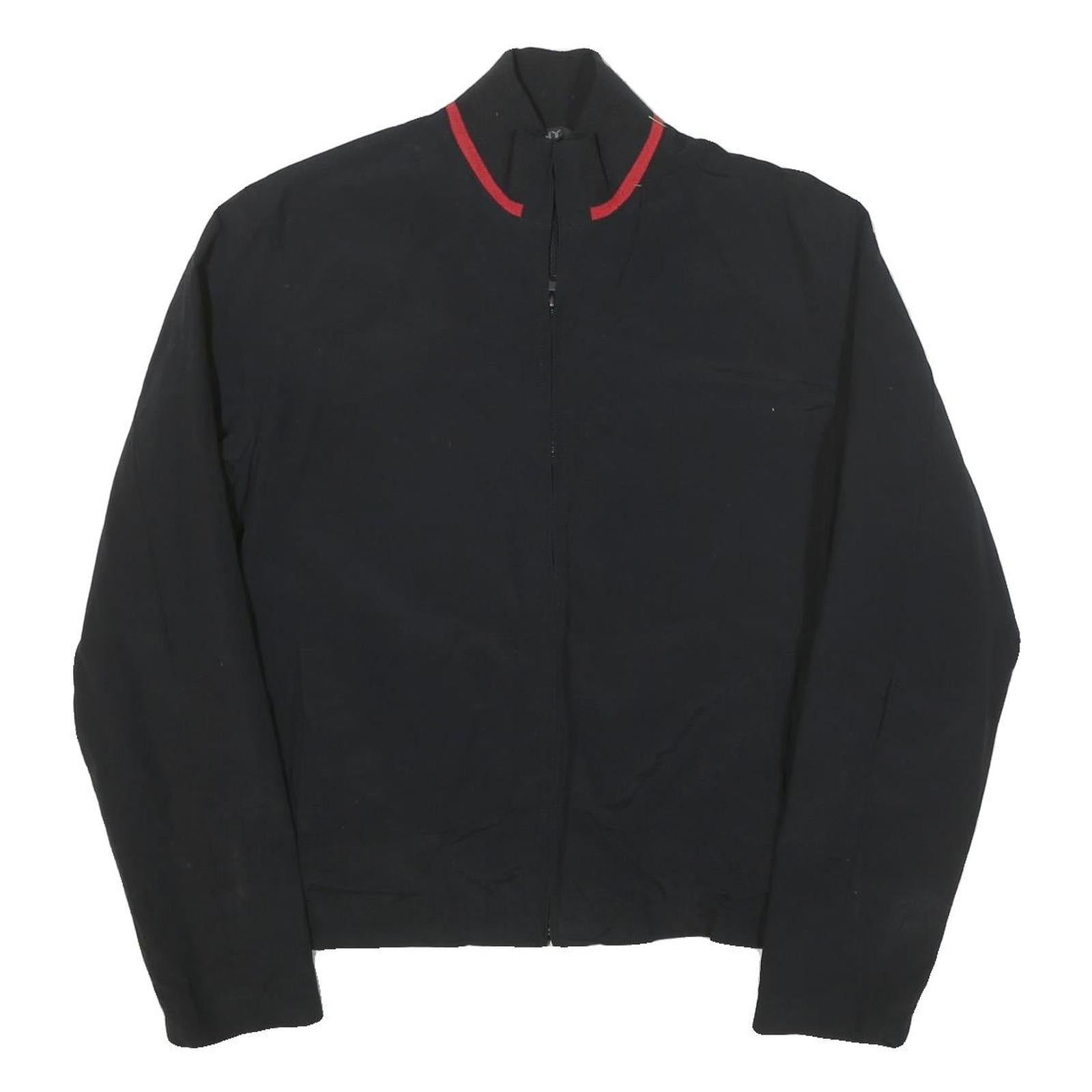 DKNY Mens Black Red Zip Jacket M Cotton Blend Plain Lightweight Casual