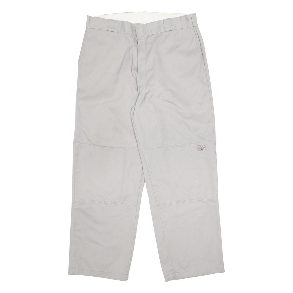 DICKIES Mens Cotton Blend Beige Relaxed Straight Trousers W36 L30 Workwear