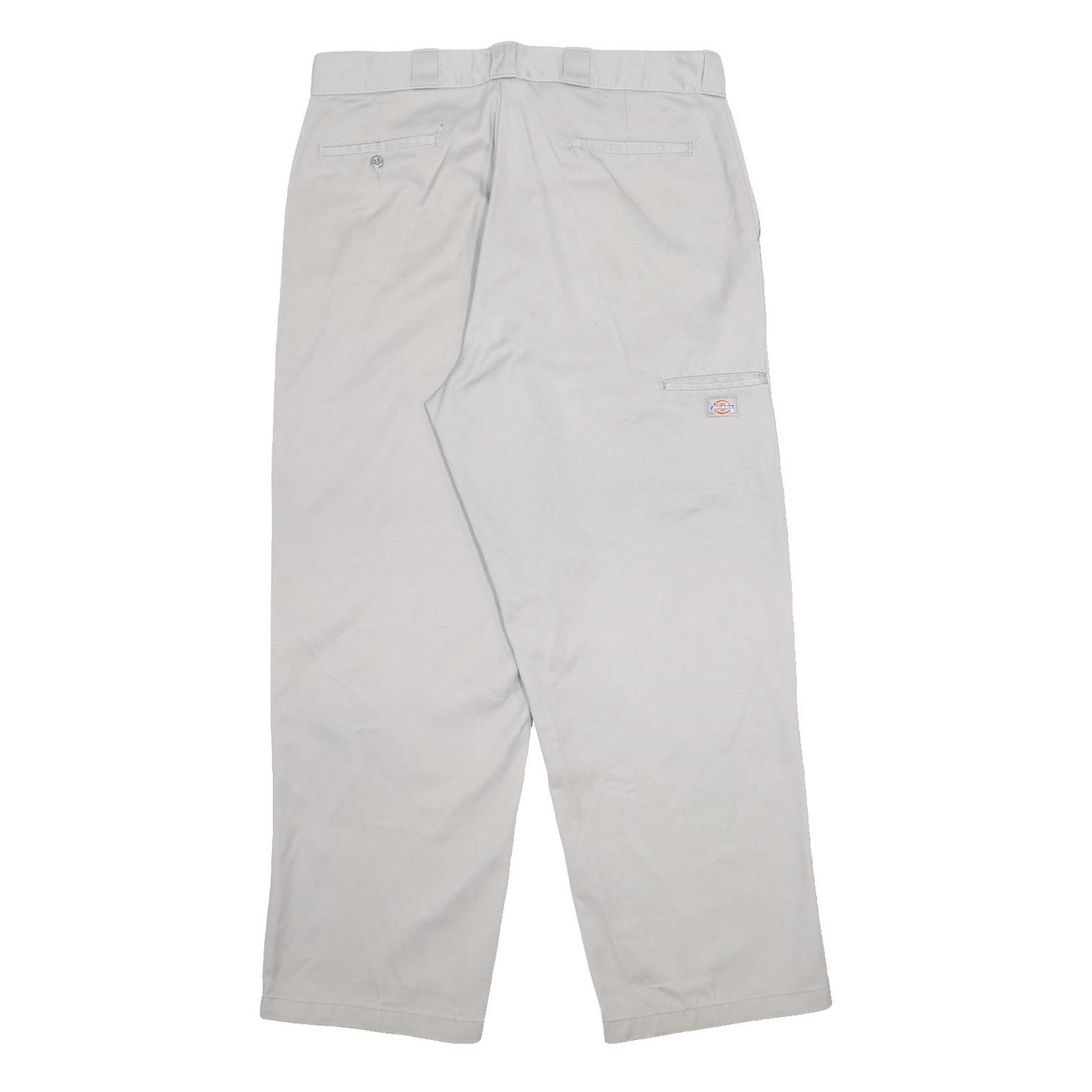 DICKIES Mens Cotton Blend Beige Relaxed Straight Trousers W36 L30 Workwear
