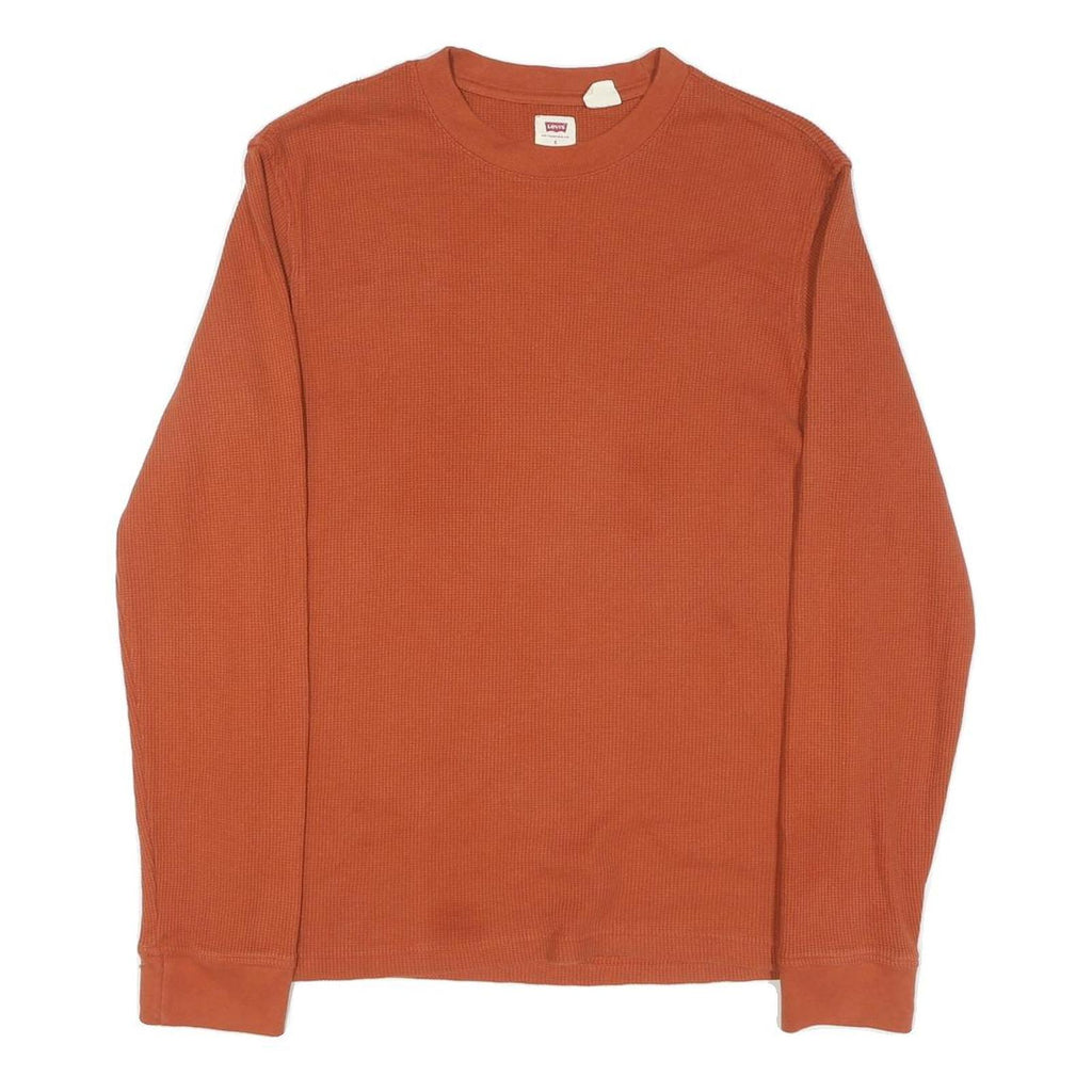 LEVI'S Womens Orange Long Sleeve Crew Neck Cotton Blend T-Shirt S Classic Fit