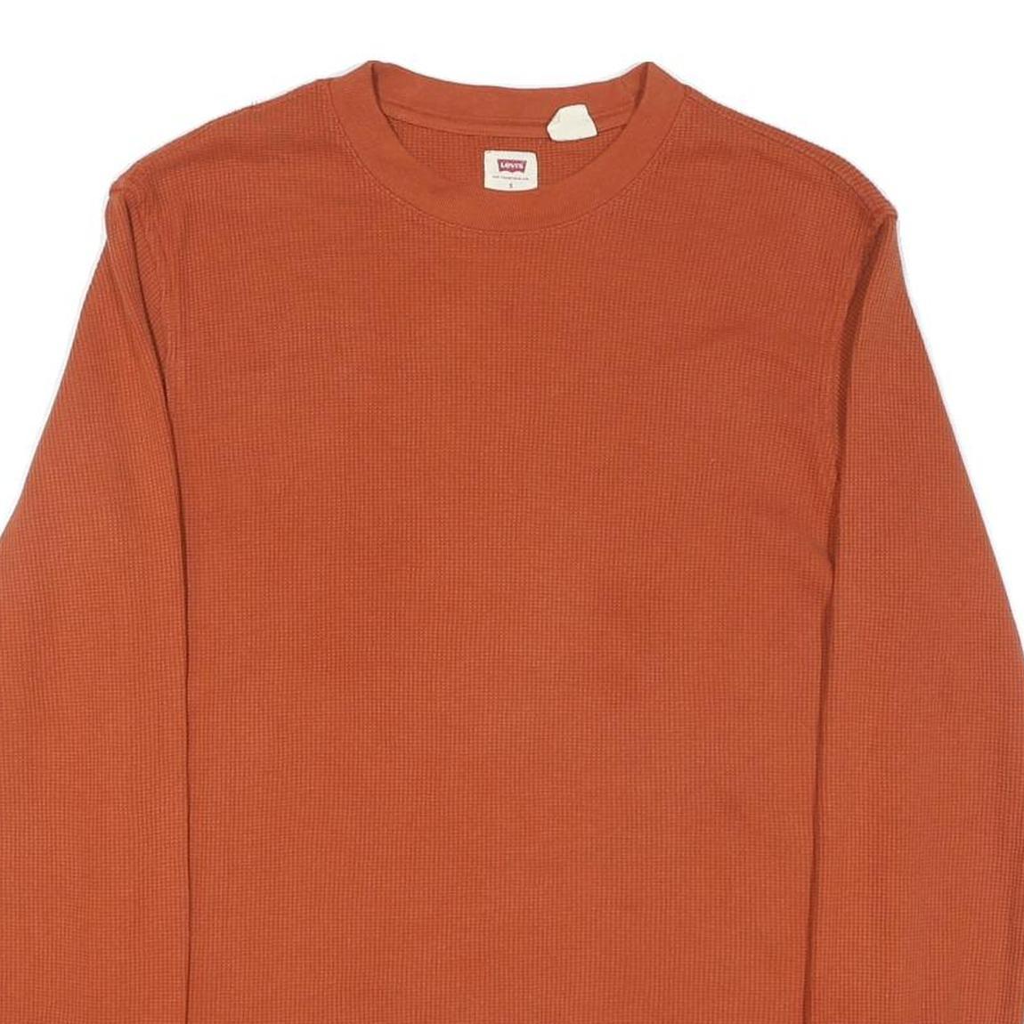 LEVI'S Womens Orange Long Sleeve Crew Neck Cotton Blend T-Shirt S Classic Fit