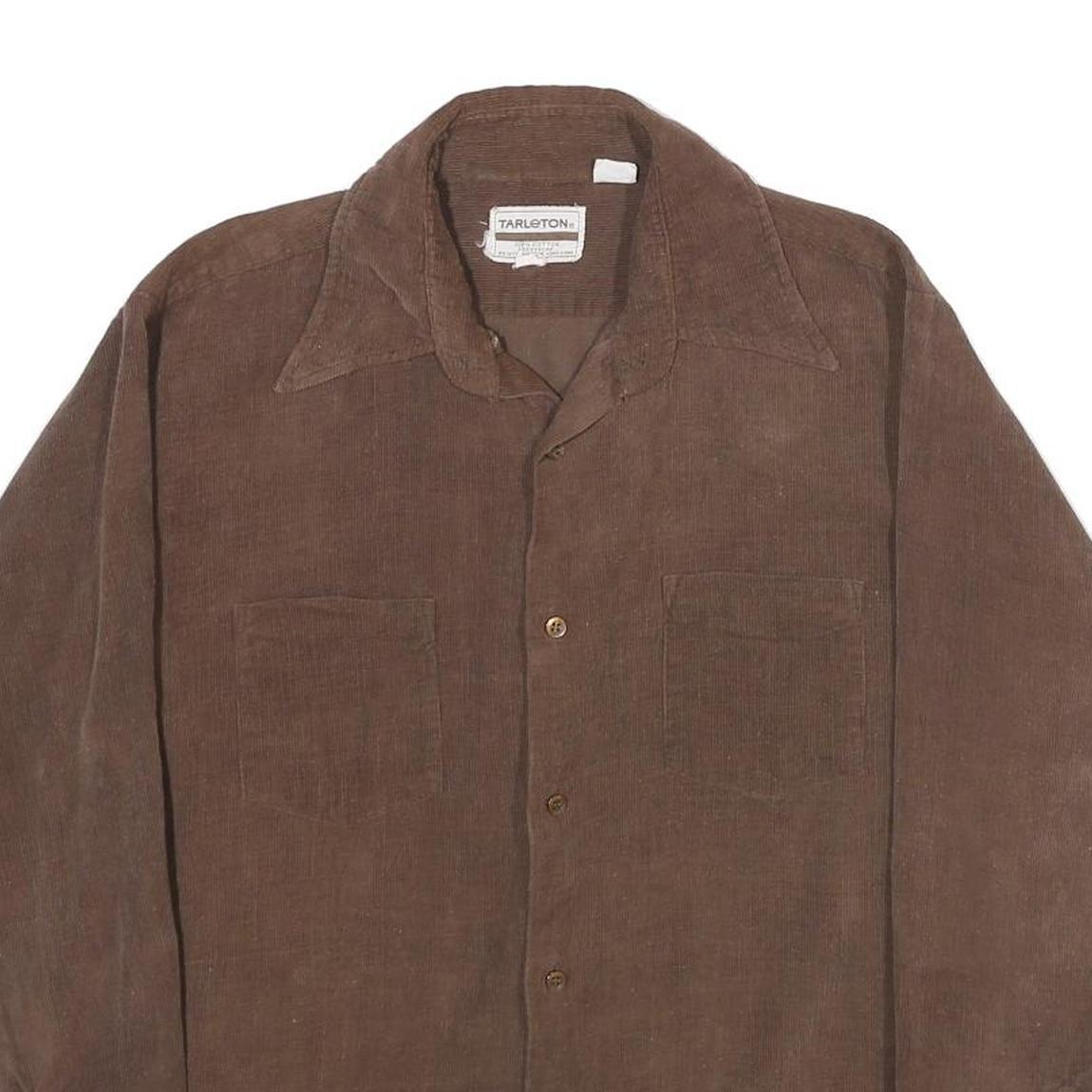 TARLETON Mens Brown Corduroy Shirt L Long Sleeve Button Closure Classic Fit